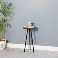 IH Design Luxor Side Table With Black Marble Top & Metal Legs, Brown