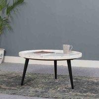 IH Design York Cofee Table With Marble Top And Metal Legs, Brown