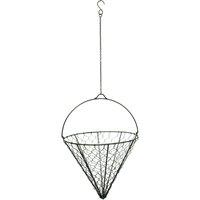 Ivyline Outdoor Hanging Wired Netted Cone Zinc H40cm D30cm, Grey