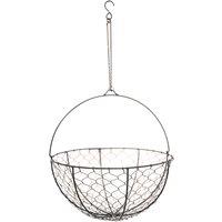 Ivyline Outdoor Hanging Wired Netted Basket Zinc H40cm D40cm, Grey