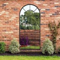 MirrorOutlet The Arcus - Black Framed Arched Window Garden Mirror 71'' X 33.5'' (180x85CM)