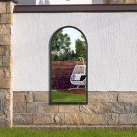 MirrorOutlet The Arcus - Black Metal Framed Arched Garden Wall Mirror 47'' X 23.5'' (120CM X 60CM), Black