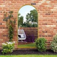MirrorOutlet The Arcus - Gold Metal Framed Arched Garden Wall Mirror 63'' X 31'' (160CM X 80CM), Gold