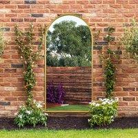 MirrorOutlet The Arcus - Gold Framed Arched Garden Wall Mirror 71'' X 35'' (180CM X 90CM), Gold