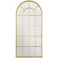 Mirroroutlet Arcus - Gold Metal Arched Window Leaner Wall Mirror 71inch X 33.5inch 180X85Cm , Gold