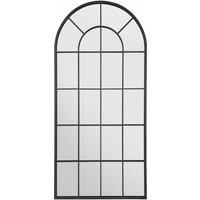 Mirroroutlet Black Framed Arched Window Leaner Wall Mirror 71inch X 33.5inch 180X85Cm , Black