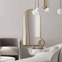 Mirroroutlet Arcus - Gold Framed Arched Leaner Wall Mirror 63inch X 31inch 160Cm X 80Cm , Gold