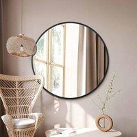 Mirroroutlet Fenestra - Black Edged Circular Modern Wall Mirror 43inch 110Cm Diameter, Black
