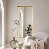 Mirroroutlet Naturalis - Solid Oak Rounded Corner Leaner Wall Mirror 63inch X 31inch 160Cm X 80Cm Scandinavian 'scandi' Inspired., Brown