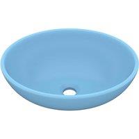vidaXL Luxury Basin Oval-shaped Matt Light Blue 40x33 cm Ceramic, Blue