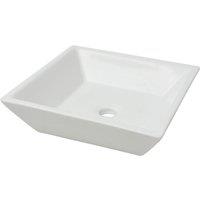 vidaXL Basin Square Ceramic White 41.5x41.5x12 cm, White