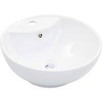 vidaXL Wash Basin with Overflow 46.5x18 cm Ceramic White, White