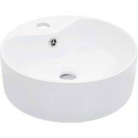 vidaXL Wash Basin with Overflow 36x13 cm Ceramic White, White