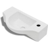 vidaXL Ceramic Bathroom Sink Basin with Faucet Hole White, White