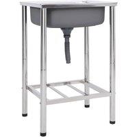 vidaXL Camping Sink Single Basin - Stainless Steel, Silver