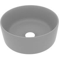 vidaXL Luxury Wash Basin Round Matt Light Grey 40x15 cm Ceramic, Grey