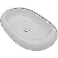 vidaXL Luxury Ceramic Basin Oval-shaped Sink White 63 x 42 cm, White