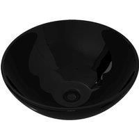 vidaXL Ceramic Bathroom Sink Basin Black Round, Black