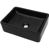 vidaXL Basin Ceramic Rectangular Black 41x30x12 cm, Black