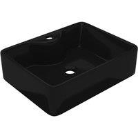 vidaXL Ceramic Bathroom Sink Basin with Faucet Hole Black Square, Black