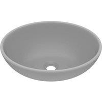 vidaXL Luxury Basin Oval-shaped Matt Light Grey 40x33 cm Ceramic, Grey