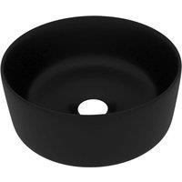 vidaXL Luxury Wash Basin Round Matt Black 40x15 cm Ceramic, Black