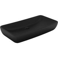 vidaXL Luxury Basin Rectangular Matt Black 71x38 cm Ceramic, Black