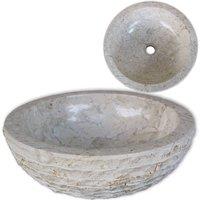 vidaXL Basin Marble 40 cm Cream, Cream