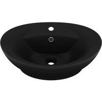 vidaXL Luxury Basin Overflow Oval Matt Black 58.5x39 cm Ceramic, Black