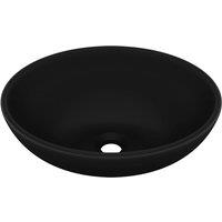 vidaXL Luxury Basin Oval-shaped Matt Black 40x33 cm Ceramic, Black