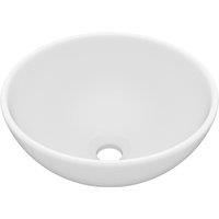 vidaXL Luxury Bathroom Basin Round Matt White 32.5x14 cm Ceramic, White
