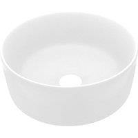 vidaXL Luxury Wash Basin Round Matt White 40x15 cm Ceramic, White