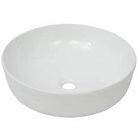 vidaXL Basin Round Ceramic White 41.5x13.5 cm, White