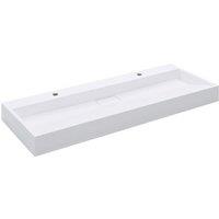 vidaXL Wash Basin 120x46x11 cm Mineral Cast/Marble Cast White, White