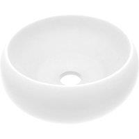 vidaXL Luxury Wash Basin Round Matt White 40x15 cm Ceramic, White