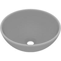 vidaXL Luxury Bathroom Basin Round Matt Light Grey 32.5x14 cm Ceramic, Grey