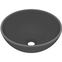 vidaXL Luxury Bathroom Basin Round Matt Dark Grey 32.5x14 cm Ceramic, Grey