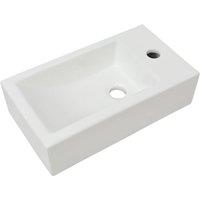 vidaXL Basin with Faucet Hole Rectangular Ceramic White 46x25.5x12 cm, White