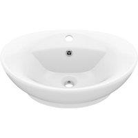vidaXL Luxury Basin Overflow Oval Matt White 58.5x39 cm Ceramic, White