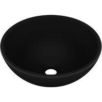 vidaXL Luxury Bathroom Basin Round Matt Black 32.5x14 cm Ceramic, Black