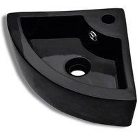vidaXL Wash Basin with Overflow 45x32x12.5 cm Black, Black