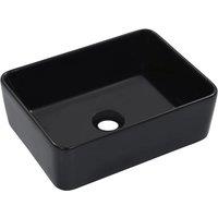 vidaXL Wash Basin 40x30x13 cm Ceramic Black, Black