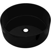 vidaXL Basin Ceramic Round Black 40x15 cm, Black