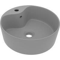 vidaXL Luxury Wash Basin with Overflow Matt Light Grey 36x13 cm Ceramic, Grey