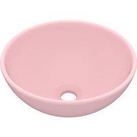 vidaXL Luxury Bathroom Basin Round Matt Pink 32.5x14 cm Ceramic, Pink