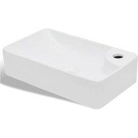 vidaXL Ceramic Bathroom Sink Basin with Faucet Hole White, White