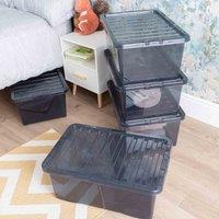 Wham Crystal Tint Smoke 28L Storage Box & Lid 3 pack, Black