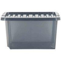 Wham Crystal Tint Smoke 32L Underbed Storage Box & Lid 3 pack, Black