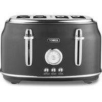 Tower Renaissance 4 Slice Toaster - Black, Black