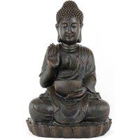 Streetwize Solar Water Feature - Meditating Buddha with Bowl, Brown